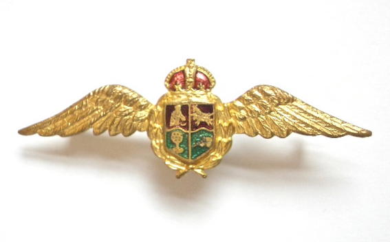 South African Air Force pilot wing gilt and enamel sweetheart brooch