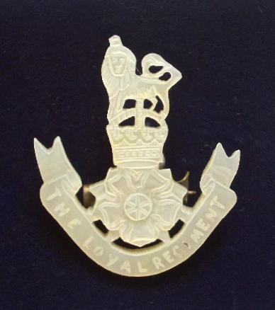 Loyal North Lancashire Regiment mother of pearl sweetheart brooch