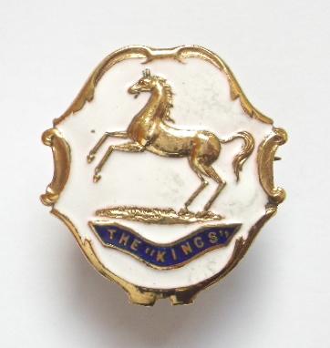 Kings Liverpool Regiment white faced enamel sweetheart brooch