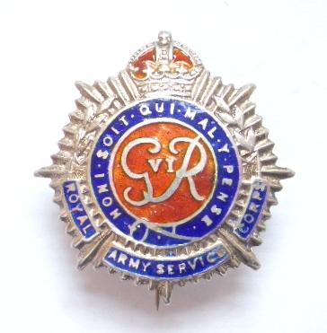 Royal Army Service Corps silver and enamel sweetheart brooch