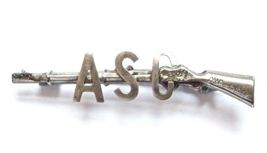 Army Service Corps 1915 hallmarked silver rifle sweetheart brooch