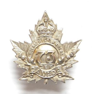 Canadian 73rd Infantry Bn Royal Highlanders CEF silver sweetheart brooch