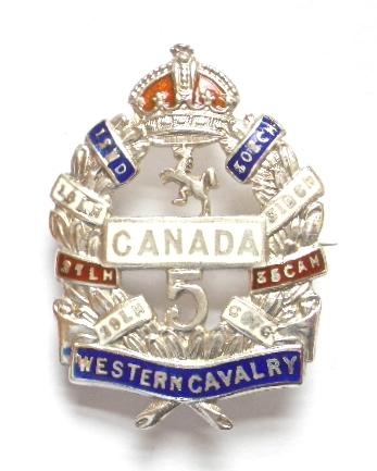 Canadian 5th Infantry Bn Western Cavalry CEF 1916 silver sweetheart brooch
