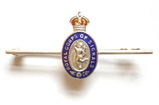 Royal Corps of Signals silver and enamel sweetheart brooch