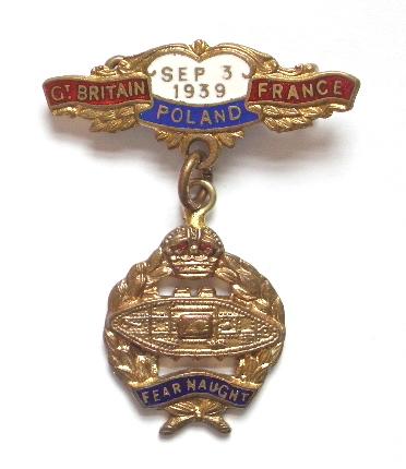 Royal Tank Regiment 'Sept 3 1939 Gt.Britain France Poland' sweetheart brooch