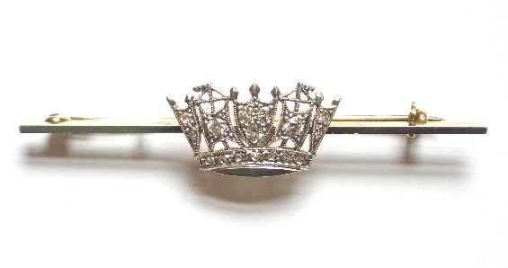 Royal Navy 18ct gold platinum and diamond set nautical crown brooch