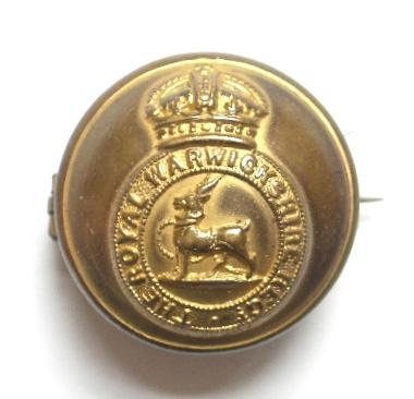 Royal Warwickshire Regiment locket button sweetheart brooch