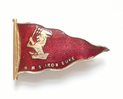 Royal Navy HMS Iron Duke pennant flag sweetheart brooch