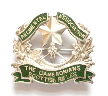 Cameronians Scottish Rifles 1928 silver regimental association badge