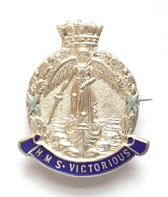 Royal Navy HMS Victorious ships crest silver sweetheart brooch