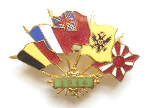 Merchant Navy Red Ensign Belgium France Russia Japan allies flag brooch