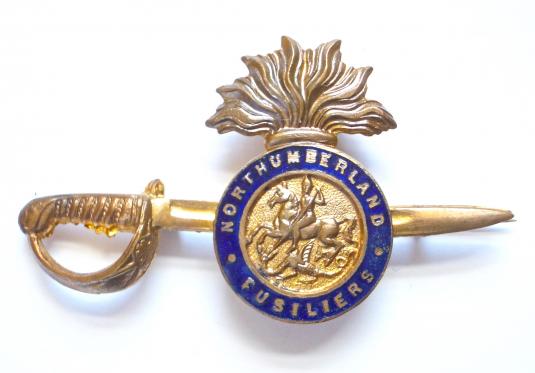 Northumberland Fusiliers gilt and enamel sweetheart brooch