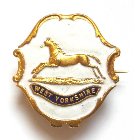West Yorkshire Regiment white faced enamel sweetheart brooch