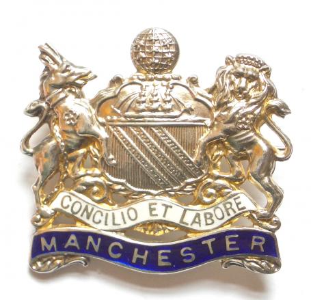Manchester Regiment 1914 hallmarked silver and enamel sweetheart brooch