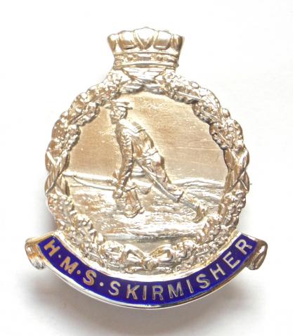 Royal Navy HMS Skirmisher ships crest silver sweetheart brooch