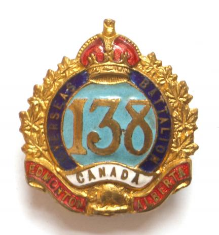 CEF 138th Infantry Battalion Edmonton Alberta sweetheart brooch