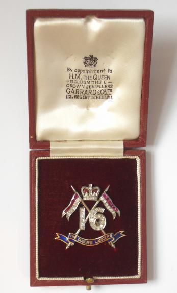 16th 5th Queens Royal Lancers diamond and ruby regimental brooch