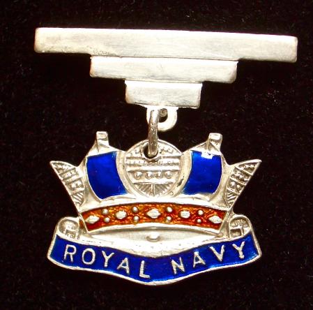Royal Navy silver and enamel nautical crown sweetheart brooch