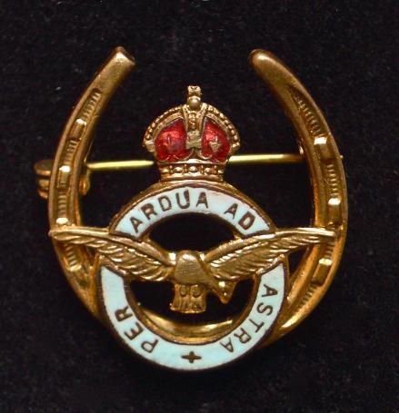 Royal Air Force gilt and enamel lucky horseshoe RAF sweetheart brooch