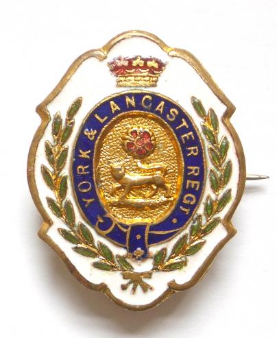 York & Lancaster Regiment white faced enamel sweetheart brooch