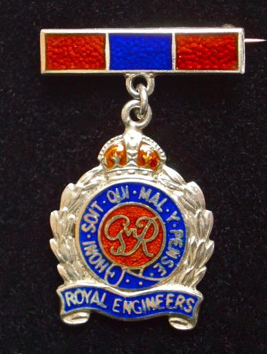 Royal Engineers silver and enamel sweetheart brooch by James Fenton