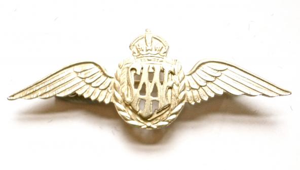 South African Air Force SAAF silver pilot wing sweetheart brooch