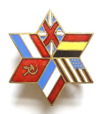 United Allies Britain USA Soviet Union France Belgium flag brooch