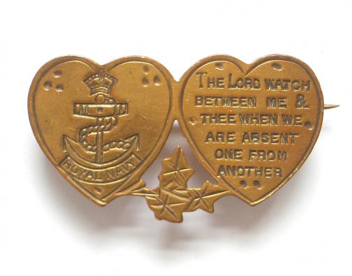 Royal Navy mizpah hearts sweetheart brooch