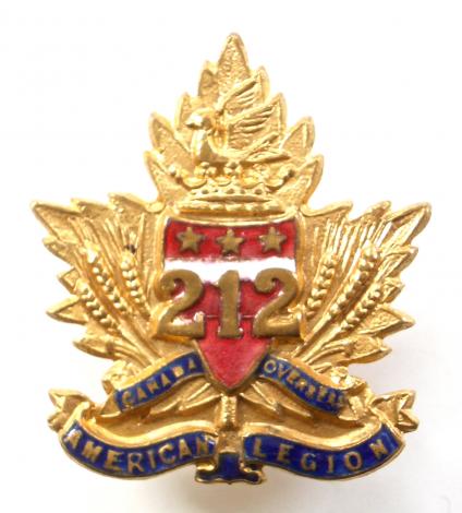 WW1 212th Infantry Battalion Winnipeg Americans / American Legion Canadian Expeditionary Force Sweetheart Brooch.