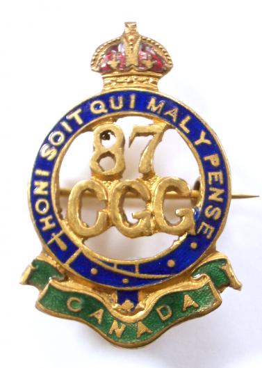 WW1 87th Infantry Battalion (Canadian Grenadier Guards) Canadian Expeditionary Force Sweetheart Brooch.