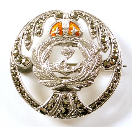 WW2 Royal Navy Silver and Marcasite Sweetheart Brooch.