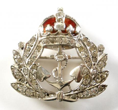 WW2 Royal Navy Paste Diamond & Enamel Sweetheart Brooch.