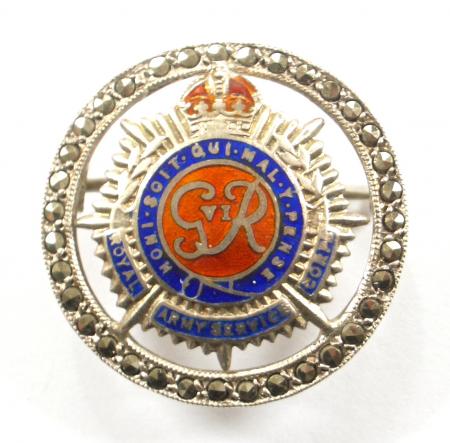Royal Army Service Corps silver marcasite sweetheart brooch