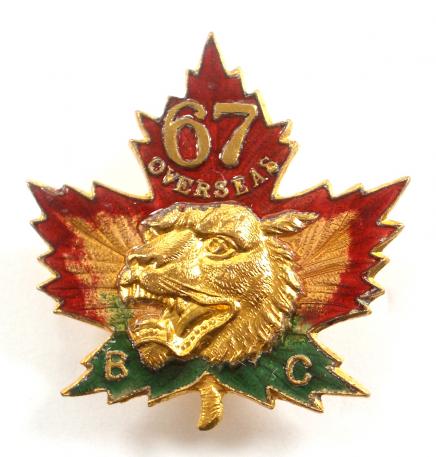 WW1 67th Infantry Battalion, Western Scots, British Columbia, Canadian Expeditionary Force Sweetheart Brooch.