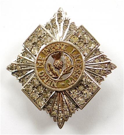 Scots Guards silver diamante regimental brooch by Louis Simpson Ltd London