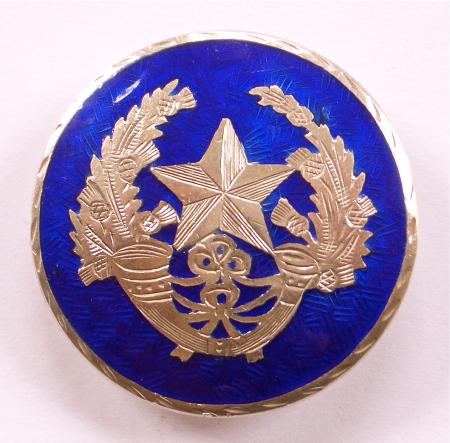 WW1 The Cameronians (Scottish Rifles) Silver Guilloche Blue Enamel Regimental Sweetheart Brooch.