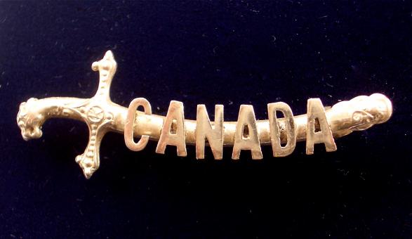WW1 Canadian Military Forces 1916 Hallmarked Silver Mameluke Sword Sweetheart Brooch.