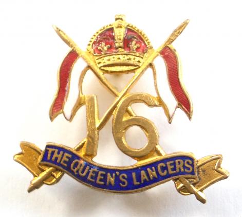 16th The Queen's Lancers Gilt & Enamel Cavalry Sweetheart Brooch.