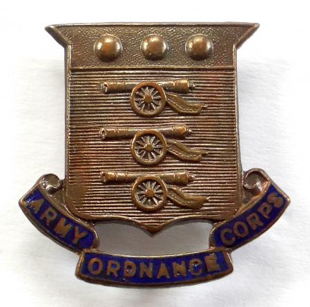WW1 Army Ordnance Corps Bronzed Enamel Sweetheart Brooch.