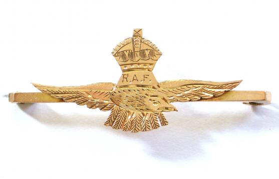 WW1 Royal Air Force Pilot's Wing, Transitional Period Gold RAF Sweetheart Brooch.