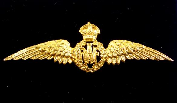 WW1 Royal Air Force Pilot's Wing, Transitional Period Gold RAF Sweetheart Brooch.