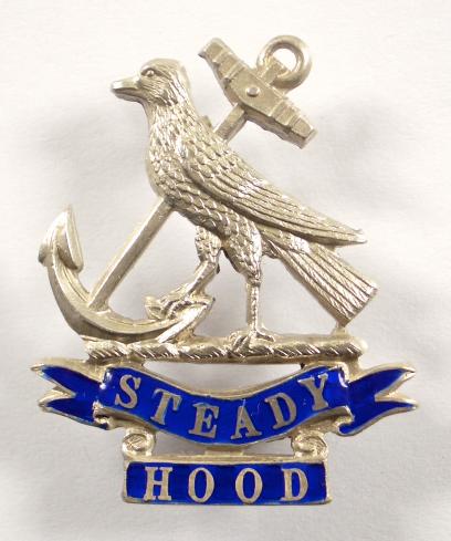 WWI Royal Naval Division Hood Battalion RND Silver & Enamel Sweetheart Brooch.