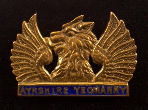 The Ayrshire (Earl of Carrick's Own) Yeomanry, Scottish Brass & Enamel Sweetheart Brooch.