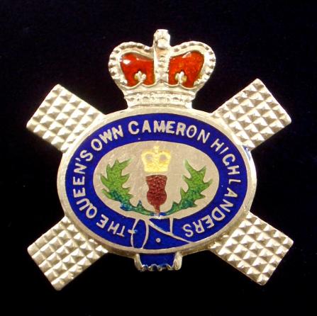 EIIR The Queen's Own Cameron Highlanders, Silver & Enamel Scottish Regimental Sweetheart Brooch.