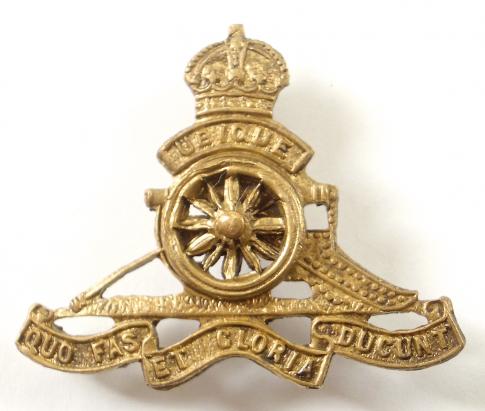 WW1 Royal Artillery Brass Regimental Sweetheart Brooch, Revolving Wheel.