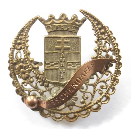 WW1 The Battle of Passchendaele, Ypres French Town Crest Sweetheart Brooch.