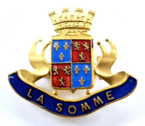 WW1 The Battle of La Somme, French Town Crest Sweetheart Brooch.