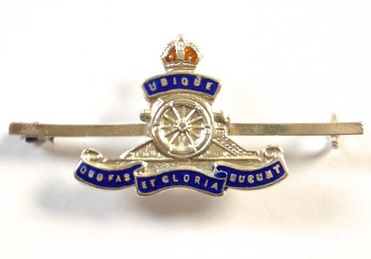 Royal Artillery Silver & Enamel RA Regimental Sweetheart Brooch.