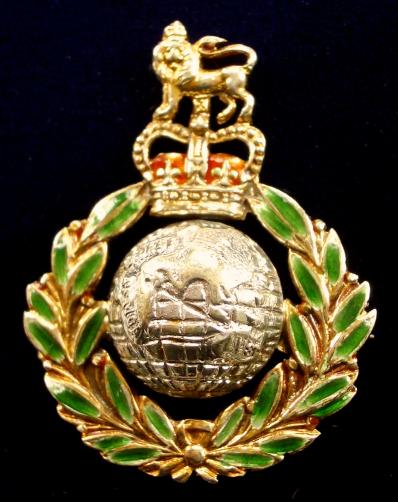 EIIR Royal Marines 1964 Hallmarked Gold & Enamel Regimental Sweetheart Brooch.