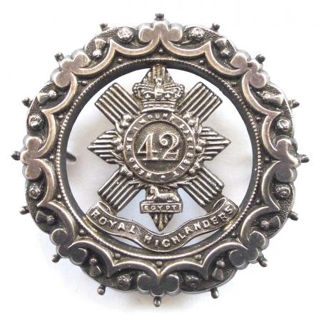 1st Battalion Black Watch, (The old 42nd Royal Highlanders) 1890 Hallmarked Hollow Silver Antique Scottish Regimental Sweetheart Brooch.